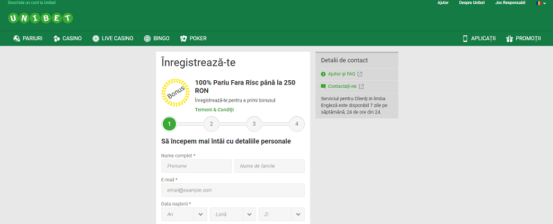 inregistrare la unibet